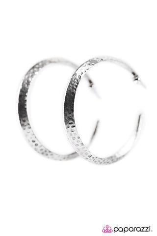 Jungle To Jungle - Paparazzi - Silver Thick Textured Hoop Earrings