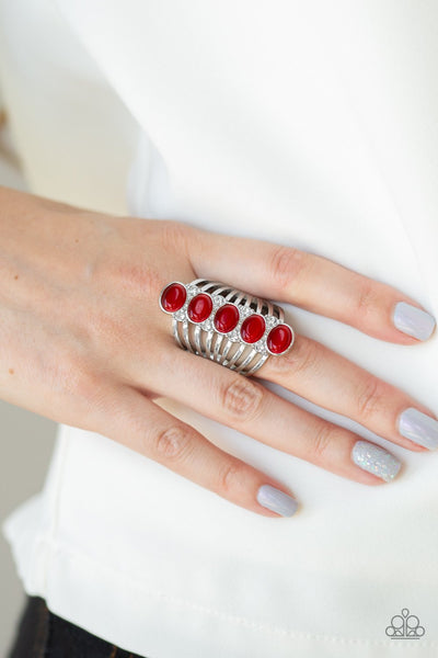 BLING Your Heart Out - Paparazzi - Red Moonstone Silver Band Ring