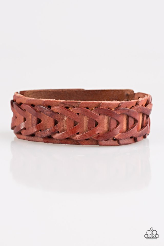 Back Country - Paparazzi - Brown Leather Urban Snap Bracelet