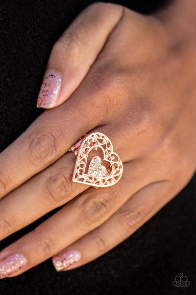 Find It In Your Heart - Paparazzi - Copper Filigree Heart Ring