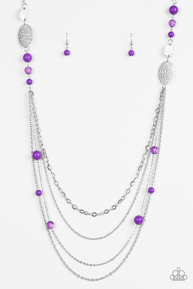 The SUMMERTIME Of Your Life - Paparazzi - Purple Bead Silver Layered Necklace
