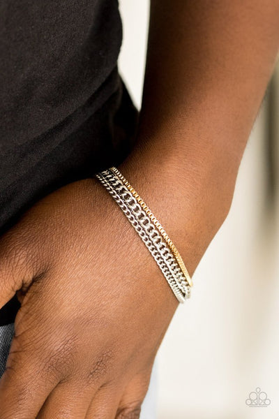 Industrial Icon - Paparazzi - Silver and Gold Multi Chain Clasp Bracelet