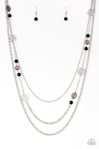 Pretty Pop-tastic - Paparazzi - Black and Silver Bead Layered Necklace