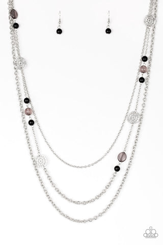 Pretty Pop-tastic - Paparazzi - Black and Silver Bead Layered Necklace