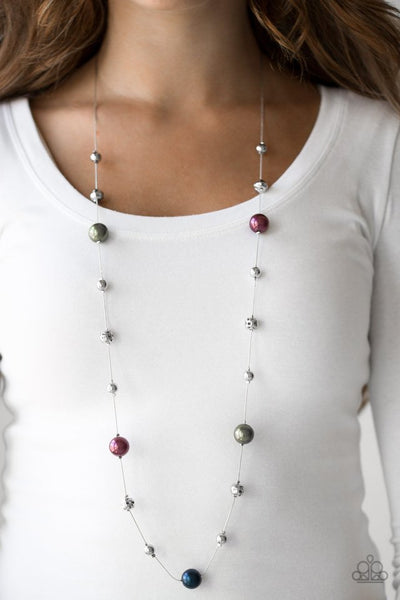 Eloquently Eloquent - Paparazzi - Multi Purple Green and Blue Pearl Necklace