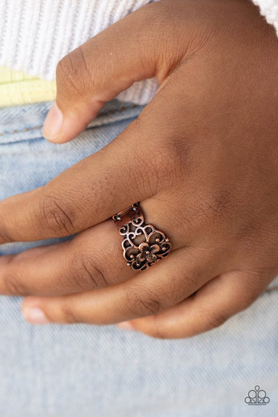 Fanciful Flower Gardens - Paparazzi - Copper Flower Ring