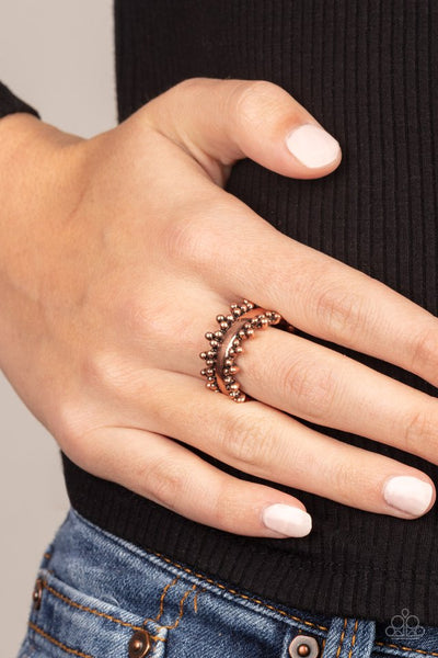 Heavy Metal Muse - Paparazzi - Copper Studded Ring