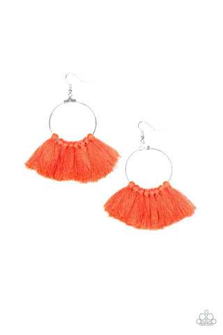 Peruvian Princess - Paparazzi - Orange Coral Tassel Thread Earrings