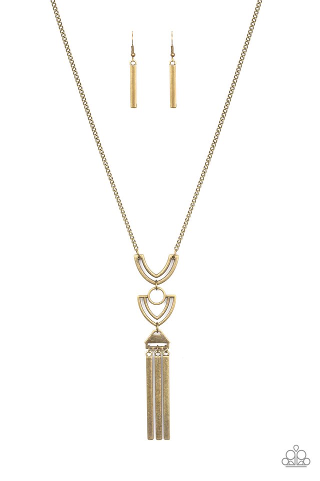 Confidently Cleopatra - Paparazzi - Brass Geometric Pendant Necklace