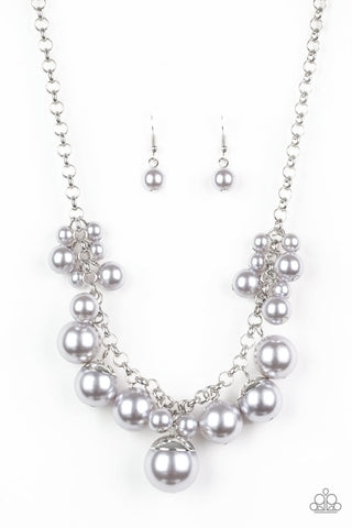 Broadway Belle - Paparazzi - Silver Pearl Cluster Necklace