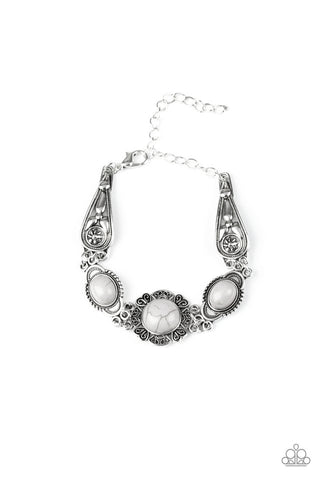 Serenely Southern - Paparazzi - Silver Gray Stone Clasp Bracelet