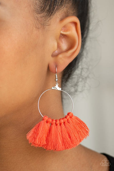 Peruvian Princess - Paparazzi - Orange Coral Tassel Thread Earrings