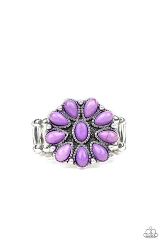 Stone Gardenia - Paparazzi - Purple Stone Flower Ring