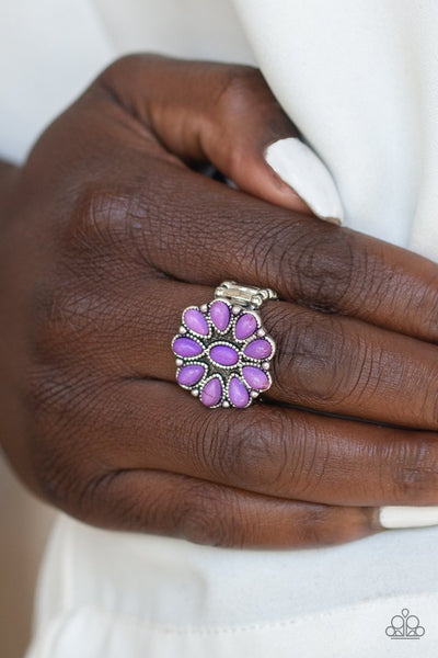 Stone Gardenia - Paparazzi - Purple Stone Flower Ring