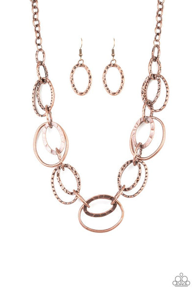 Bend OVAL Backwards - Paparazzi - Copper Oval Link Necklace