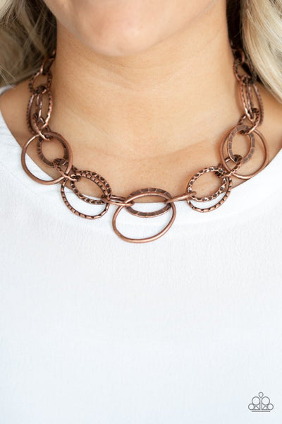 Bend OVAL Backwards - Paparazzi - Copper Oval Link Necklace