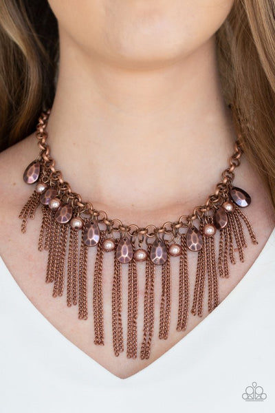 Industrial Intensity - Paparazzi - Copper Bead Fringe Necklace