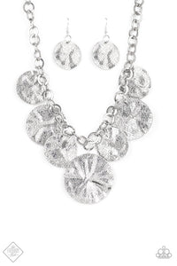 Barely Scratched The Surface - Paparazzi - Silver Textured Discs Fashion Fix Necklace