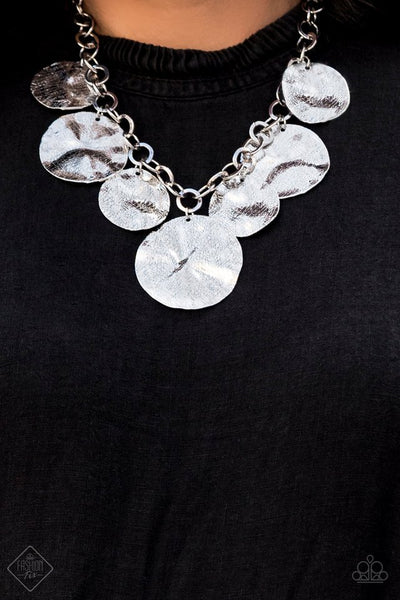 Barely Scratched The Surface - Paparazzi - Silver Textured Discs Fashion Fix Necklace