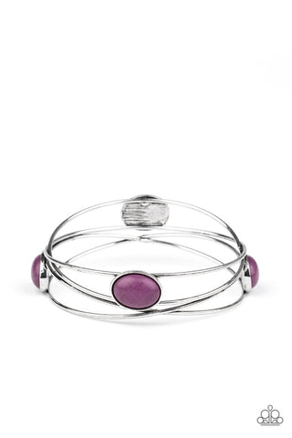 Desert Lagoon - Paparazzi - Purple Stone Silver Bangle Bracelet