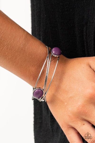 Desert Lagoon - Paparazzi - Purple Stone Silver Bangle Bracelet