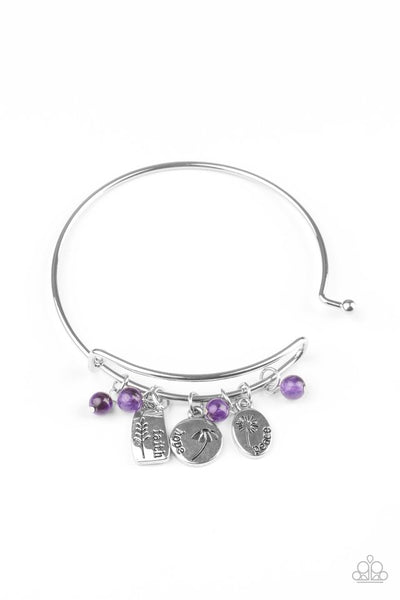 GROWING Strong - Paparazzi - Purple Bead Silver Inspirational Charms Toggle Bracelet