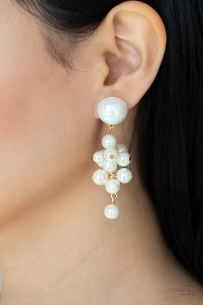 Dont Rock The YACHT - Paparazzi - Gold Iridescent Pearl Post Earrings