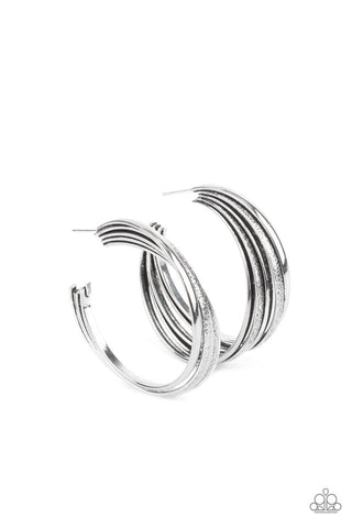 In Sync - Paparazzi - Silver Layered Hoop Earrings