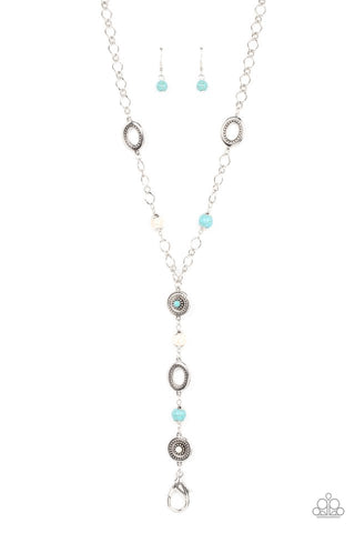 The Natural Order - Paparazzi - Multi Turquoise and White Stone Lanyard Necklace