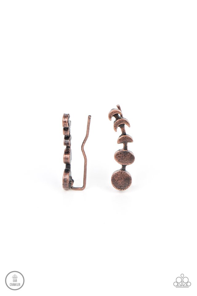 Its Just a Phase - Paparazzi - Copper Phase of the Moon Ear Crawler Earrings