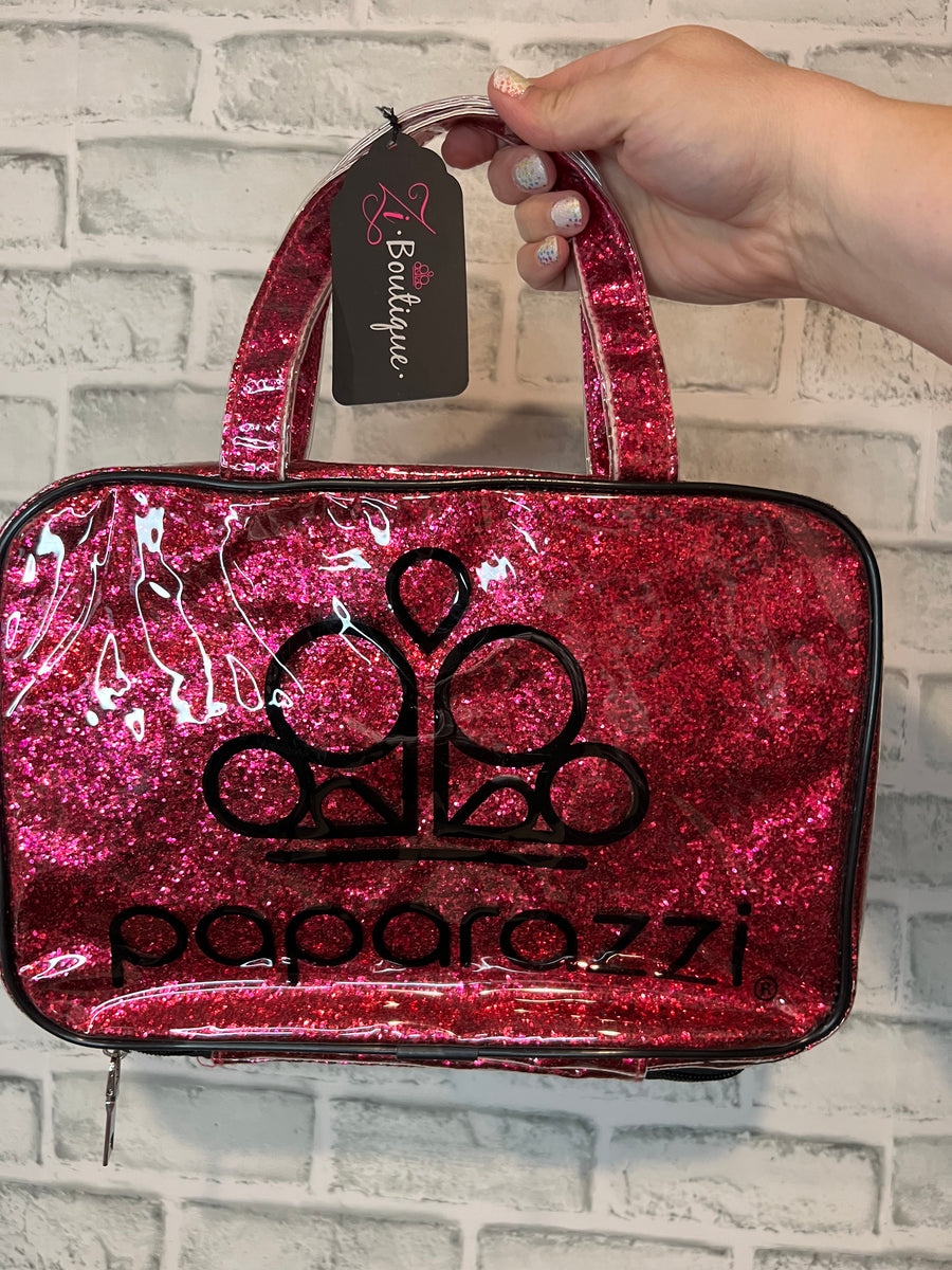 Pink Glitter Cosmetic Jewelry Makeup Paparazzi Logo Bag - Paparazzi Ac ...