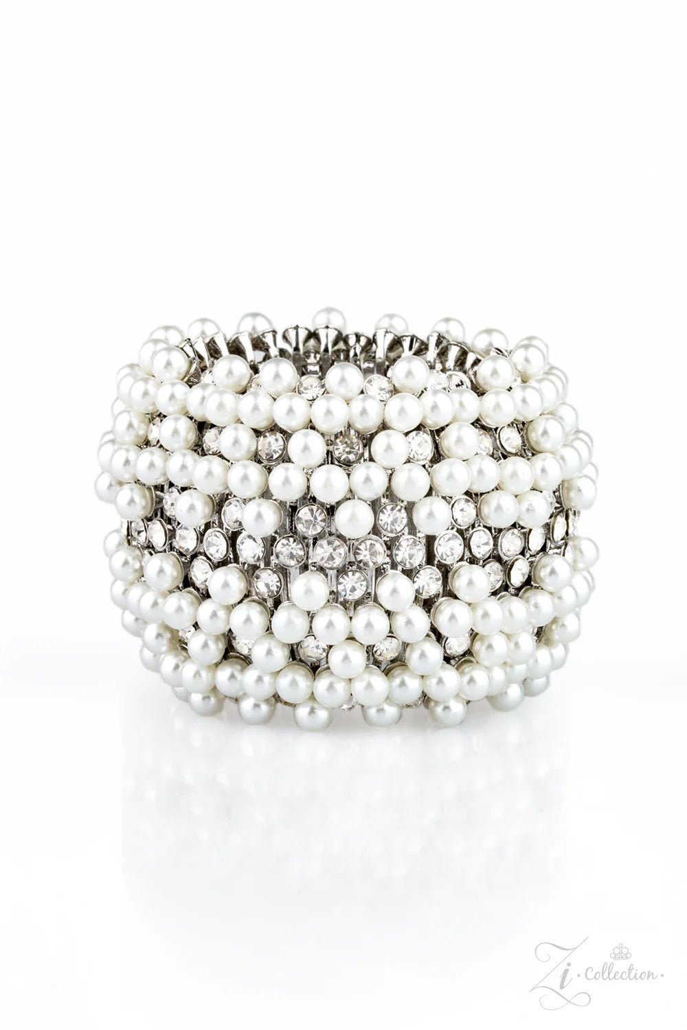 One In A Billionaire - Exclusive White Pearl Rhinestone Stretchy Zi Collection Bracelet - Paparazzi