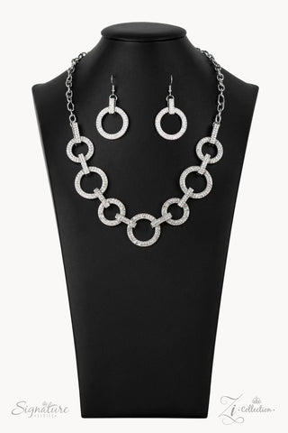 The Missy - Paparazzi - White Rhinestone Hoop Zi Collection 2021 Necklace