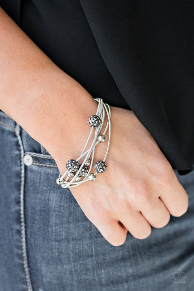 Marvelously Magnetic - Paparazzi - Silver Hematite Bead Spring Wire Magnetic Bracelet