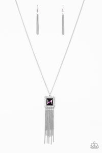 Shimmer Sensei - Paparazzi - Purple Square Gem Tassel Convention Exclusive Necklace
