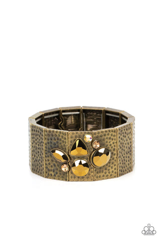 Flickering Fortune - Paparazzi - Brass Aurum Gem Iridescent Stretchy Convention Exclusive 2022 Bracelet