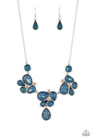 Everglade Escape - Paparazzi - Blue Gem Silver Convention Exclusive 2022 Necklace