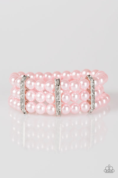 Put On Your GLAM Face - Paparazzi - Pink Pearl Stretch Bracelet