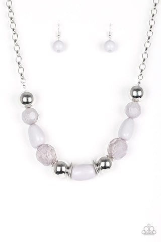 South Shore Sensation - Paparazzi - Silver Gray Chunky Bead Necklace