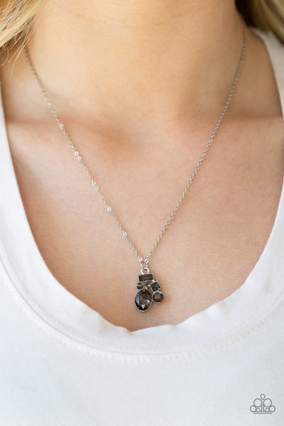 Time To Be Timeless - Paparazzi - Silver Rhinestone Dainty Pendant Necklace