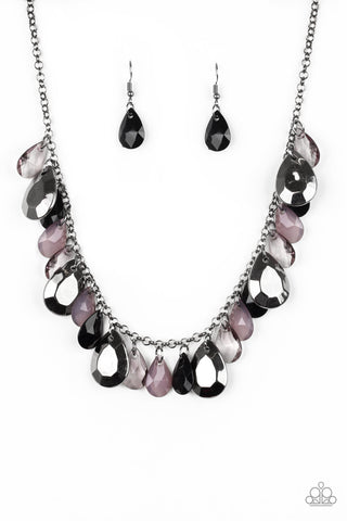 Hurricane Season - Paparazzi - Black Gunmetal Teardrop Necklace