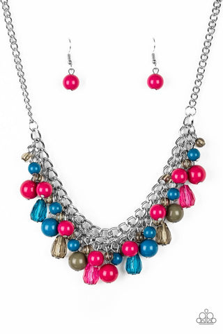 Tour de Trendsetter - Paparazzi - Multi Blue Green and Pink Bead Necklace