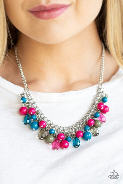 Tour de Trendsetter - Paparazzi - Multi Blue Green and Pink Bead Necklace