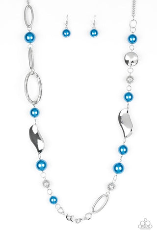 All About Me - Paparazzi - Blue Pearl Silver Accent Necklace