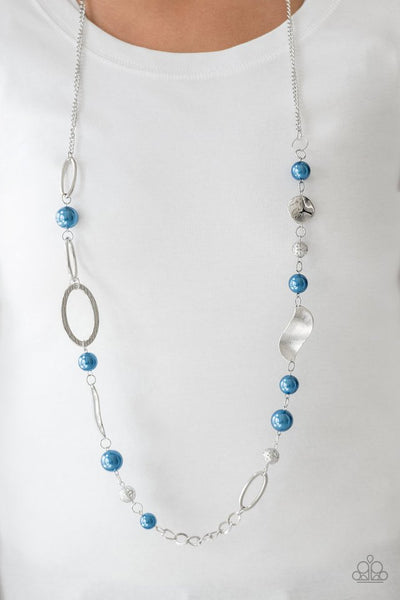All About Me - Paparazzi - Blue Pearl Silver Accent Necklace