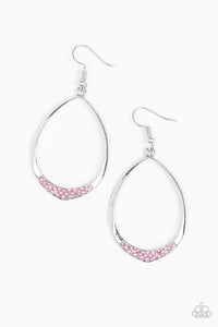 REIGN Down - Paparazzi - Pink Rhinestone Silver Earrings