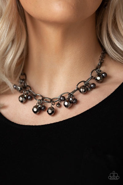 Malibu Movement - Paparazzi - Black Gunmetal Bead Chain Link Necklace