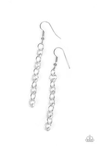 Trickle-Down Effect - Paparazzi - White Glassy Bead Silver Earrings