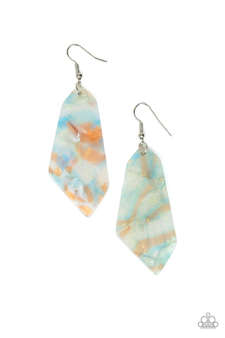 Walking On WATERCOLORS - Paparazzi - Multi Blue Earrings