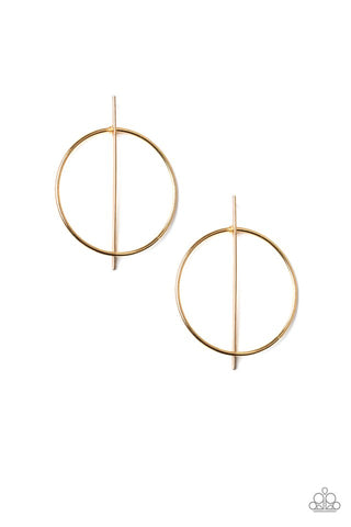 Vogue Visionary - Paparazzi - Gold Rod and Circle Post Earrings